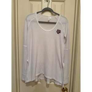 Paxton Ellingwood Top Women S White Excellent Texas A&M Waffle Knit Thermal‎